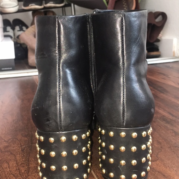 Black Maiden Lane studded Leather Booties - Picture 3 of 4